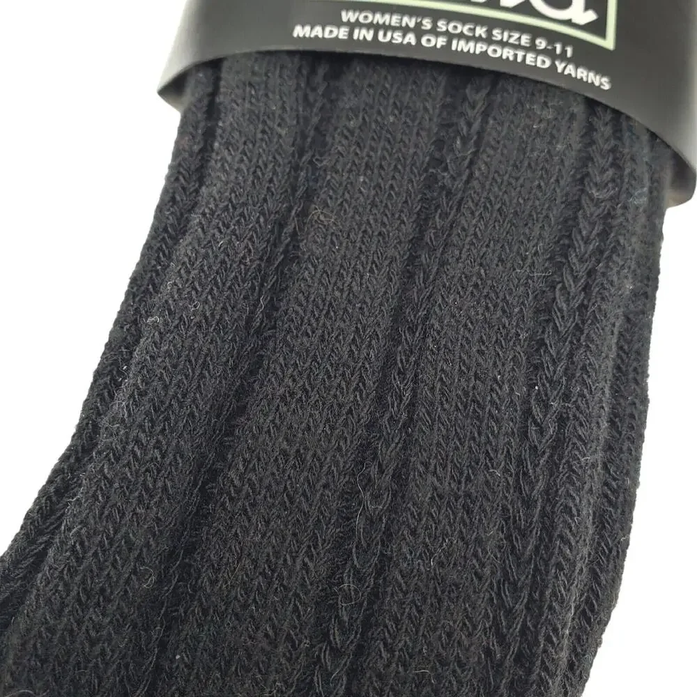B.Ella Black Ribbed Socks Ankle Dress Size 9-11 #3740 Viscose Acrylic Blend Crew